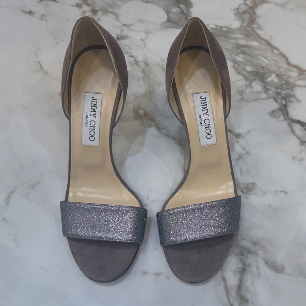 Jimmy Choo Glitter Heels - Beige/Gray 39.5